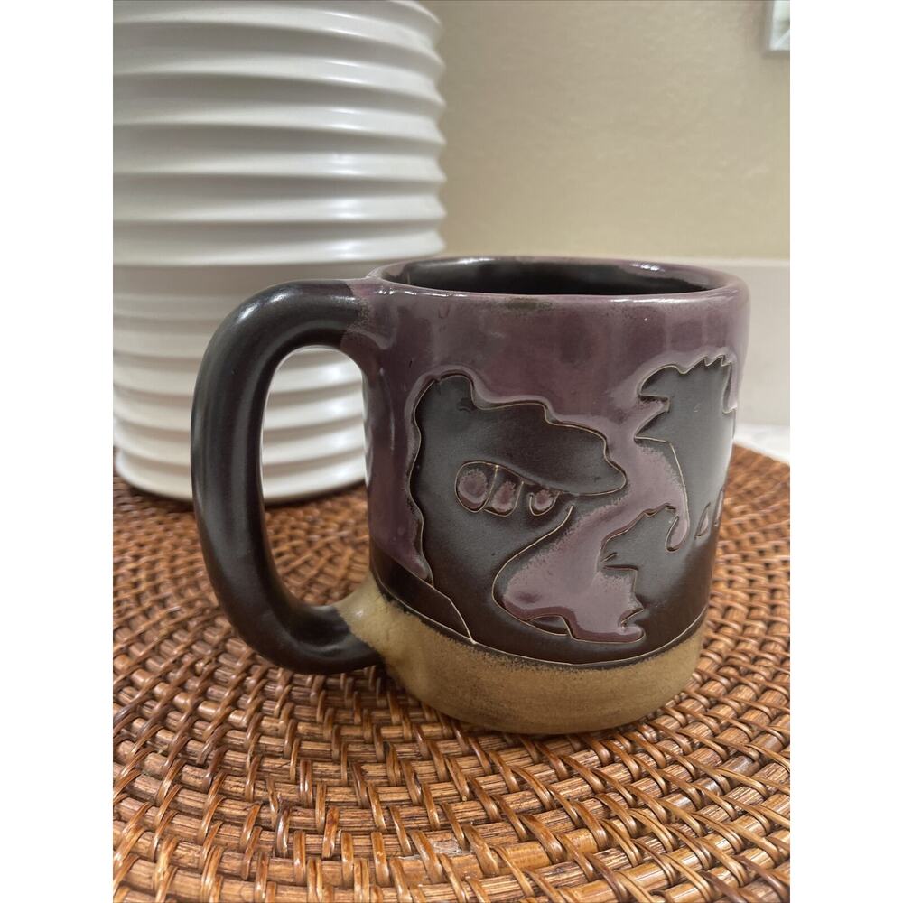 Mara mexico Stoneware Southwestern Design Wolves Mug 16 oz